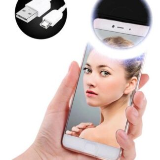 ARO DE LUZ LED  RECARGABLE SELFIE RING LIGHT DE CLIP PARA CELULAR NEGRO