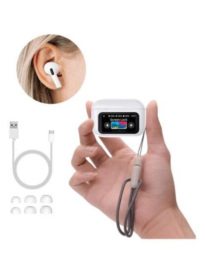 AUDIFONOS INALAMBRICOS IN-EAR BLUETOOTH A9 PRO  AURICULARES CON CANCELACION DE RUIDO Y PANTALLA TACTIL DE CONTROL COLOR BLANCO