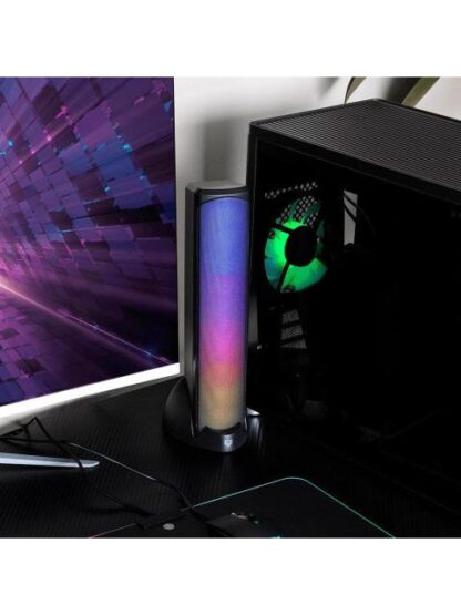 BALAM RUSH BOCINA GAMER PARA COMPUTADORA GLIMM TOWER BG575 BLUETOOTH ALAMBRICO-INALAMBRICO 2.0 10W RMS NEGRO - 2 PIEZAS - Image 4