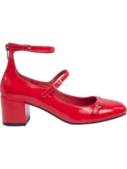 BALLERINA TACON MEDIO CON HEBILLAS ROJO VI LINE FASHION