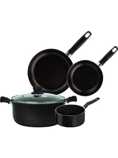 BATERIA DE COCINA 5 PZAS ANTIADHERENTE NEGRO T-FAL