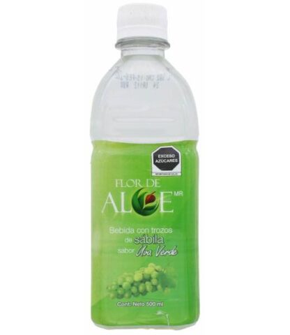 BEBIDA CON TROZOS DE SABILA UVA VERDE 500 ML FLOR DE ALOE