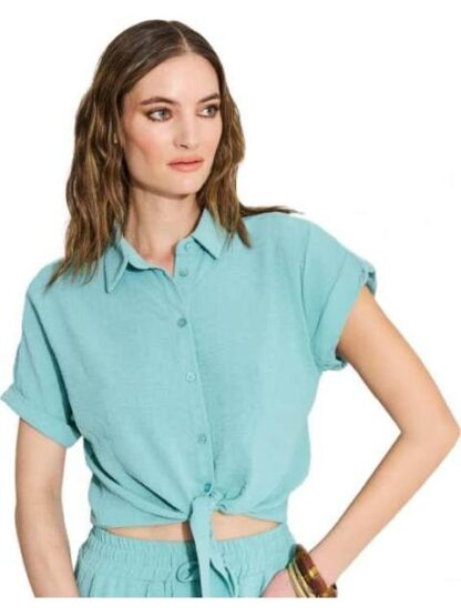 BLUSA ANUDADA AZUL TURQUESA HOLLY LAND - Image 2