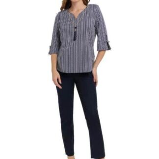 BLUSA CON ACCESORIO AZUL MARINO PALOMA CARMIN