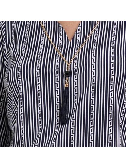 BLUSA CON ACCESORIO AZUL MARINO PALOMA CARMIN - Image 6
