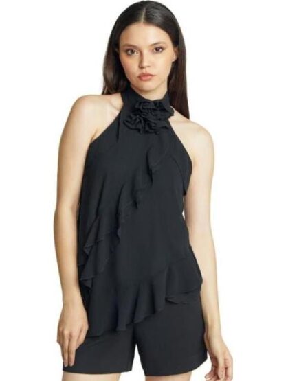 BLUSA CON OLANES NEGRO HOLLY LAND