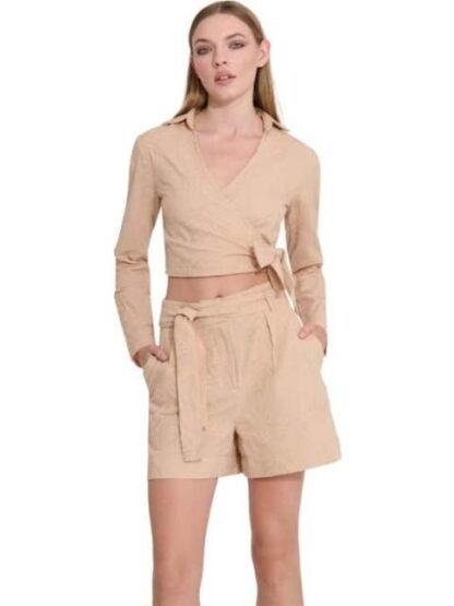 BLUSA CORTA BORDADA CAMEL HOLLY LAND