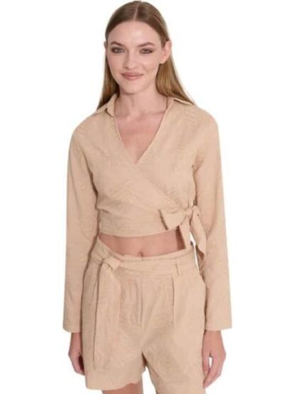 BLUSA CORTA BORDADA CAMEL HOLLY LAND - Image 3