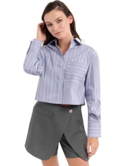 BLUSA CROP RAYAS AZUL HOLLY LAND - Image 2
