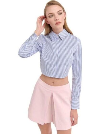 BLUSA CROP RAYAS AZUL HOLLY LAND - Image 2