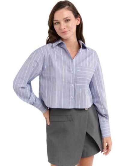 BLUSA CROP RAYAS AZUL HOLLY LAND - Image 3