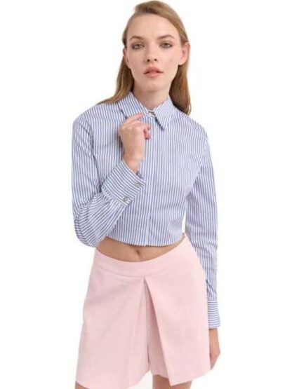 BLUSA CROP RAYAS AZUL HOLLY LAND - Image 3