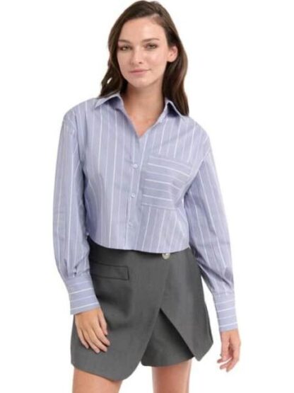 BLUSA CROP RAYAS AZUL HOLLY LAND - Image 4
