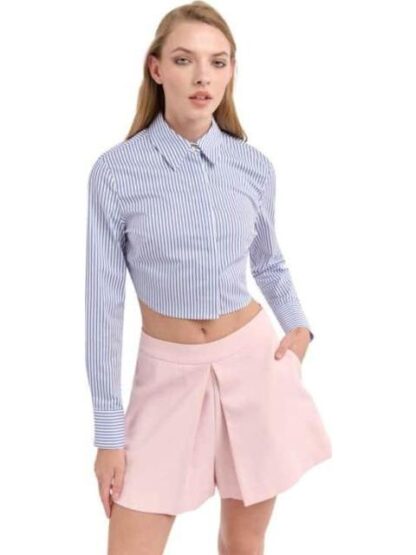 BLUSA CROP RAYAS AZUL HOLLY LAND - Image 4