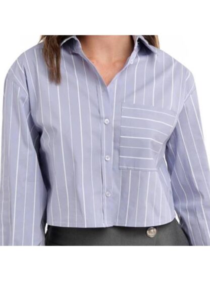 BLUSA CROP RAYAS AZUL HOLLY LAND - Image 6