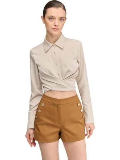 BLUSA CROP SATINADA AVENA HOLLY LAND
