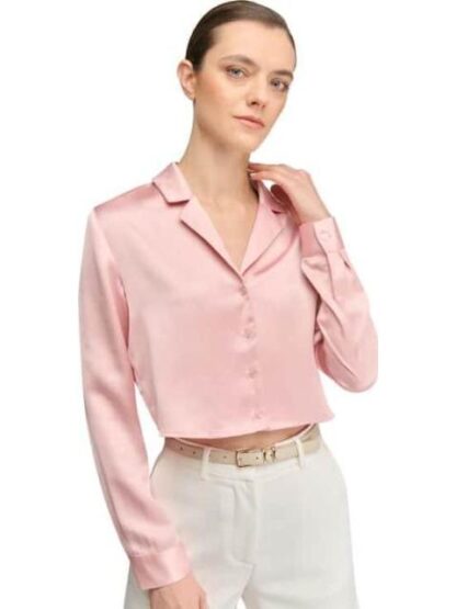 BLUSA CROP SATINADA PALO DE ROSA HOLLY LAND - Image 3