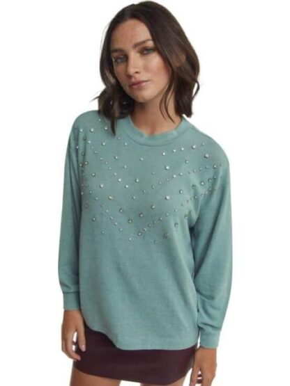 BLUSA CON PEDRERIA AZUL MENTA HOLLY LAND - Image 4