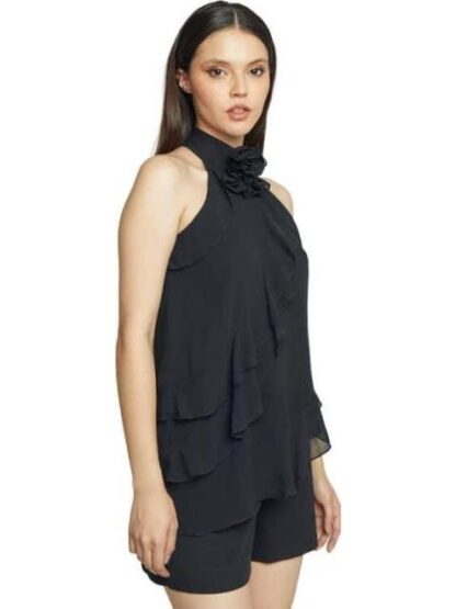 BLUSA CON OLANES NEGRO HOLLY LAND - Image 2