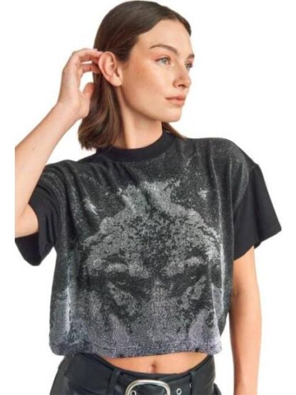 PLAYERA CROP NEGRO HOLLY LAND - Image 2