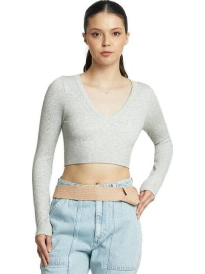BLUSA CROP GRIS HOLLY LAND - Image 2