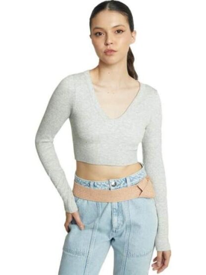 BLUSA CROP GRIS HOLLY LAND - Image 3