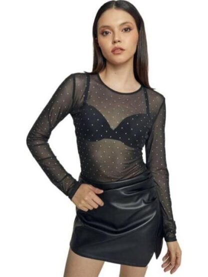 BLUSA MESH MANGA LARGA NEGRO HOLLY LAND - Image 5