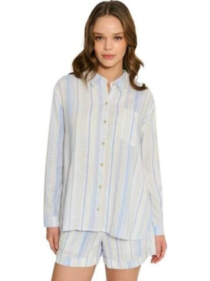 BLUSA DE LINO AZUL HOLLY LAND