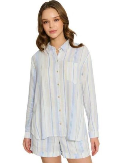BLUSA DE LINO AZUL HOLLY LAND - Image 2