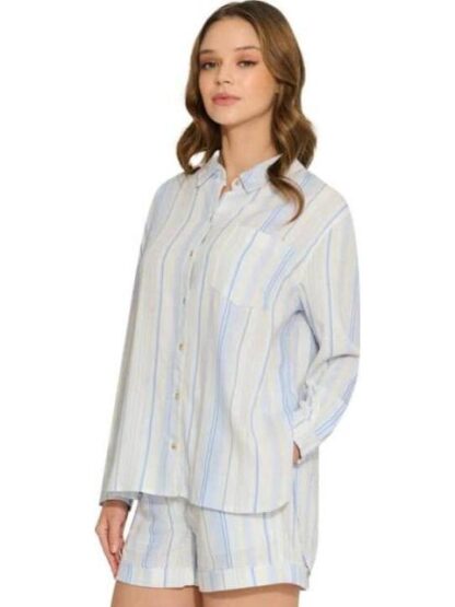 BLUSA DE LINO AZUL HOLLY LAND - Image 3