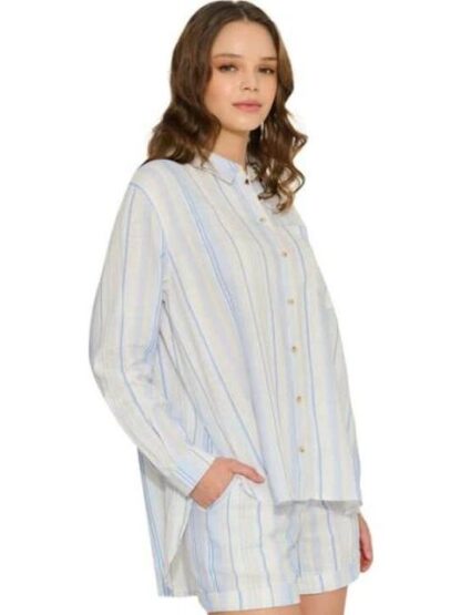 BLUSA DE LINO AZUL HOLLY LAND - Image 4