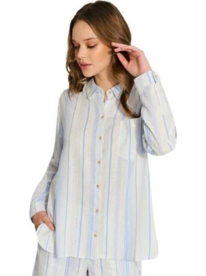 BLUSA DE LINO AZUL HOLLY LAND - Image 5