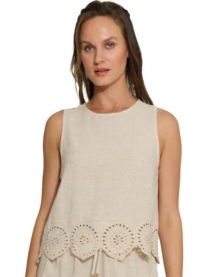 BLUSA DE LINO BEIGE HOLLY LAND - Image 4