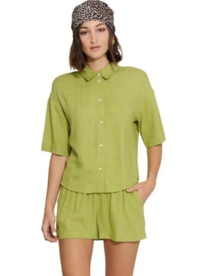 BLUSA DE LINO VERDE OLIVO HOLLY LAND