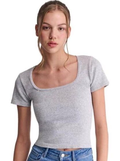 BLUSA MANGA CORTA GRIS HOLLY LAND