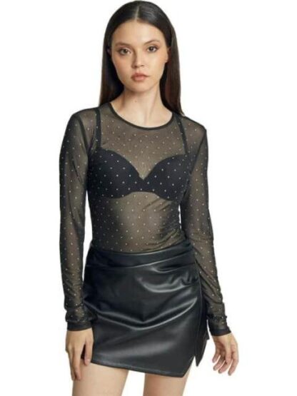 BLUSA MESH MANGA LARGA NEGRO HOLLY LAND