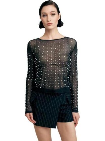BLUSA MESH PERLAS NEGRO HOLLY LAND