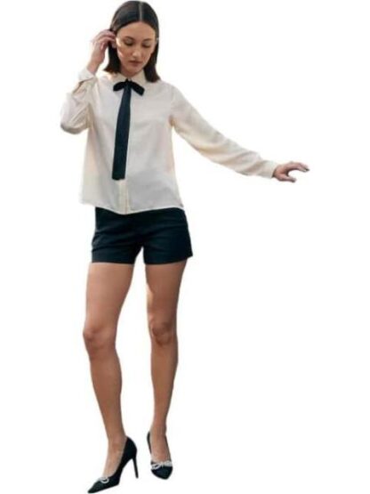 BLUSA SATINADA CORBATIN MARFIL HOLLY LAND