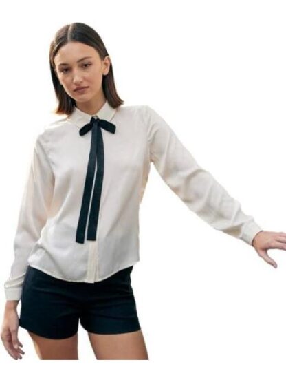 BLUSA SATINADA CORBATIN MARFIL HOLLY LAND - Image 2