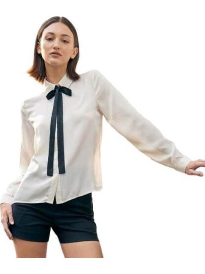 BLUSA SATINADA CORBATIN MARFIL HOLLY LAND - Image 3