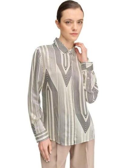 BLUSA SATINADA RAYAS BEIGE HOLLY LAND - Image 2
