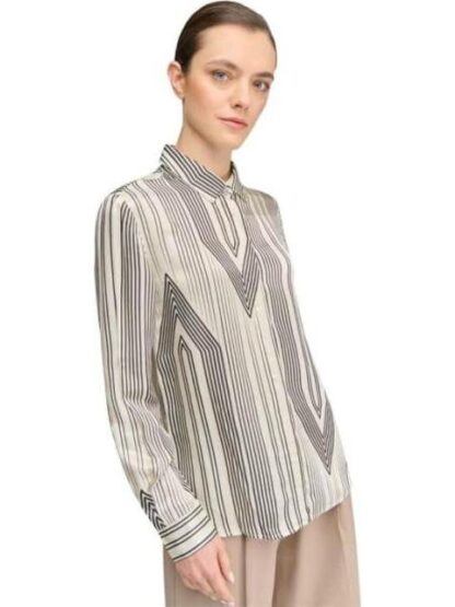 BLUSA SATINADA RAYAS BEIGE HOLLY LAND - Image 4