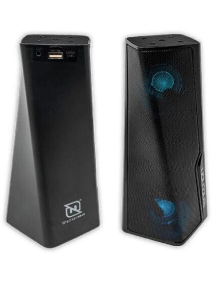 BOCINA BLUETOOTH NB02 TRUE WIRELESS RADIO FM MICRO SD USB AUX 3.5MML MANOS LIBRES LUZ LED 10 WATTS RMS RGB NEGRO