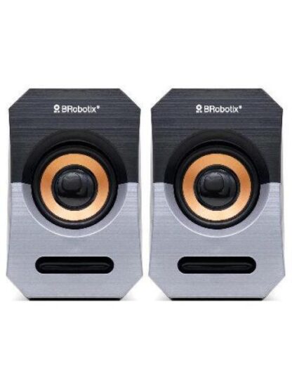 BROBOTIX BOCINAS PORTATILES 963913 ALAMBRICO 2.0 CANALES 5W RMS USB-3.5MM NEGRO-PLATA - Image 3