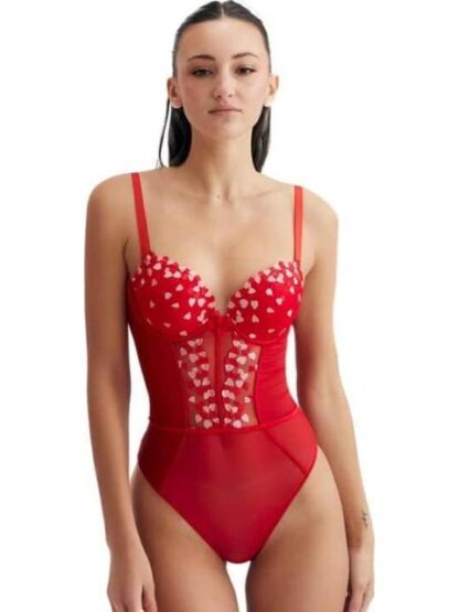 BODY CORAZONES BORDADOS ROJO LOVE TO LOUNGE