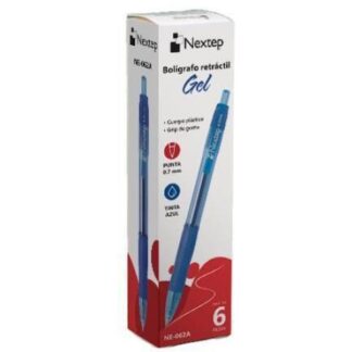 BOLIGRAFO EN GEL MARCA NEXTEP NE062A RETRACTIL PUNTO 0.7 MM COLOR AZUL CON 6 PIEZAS