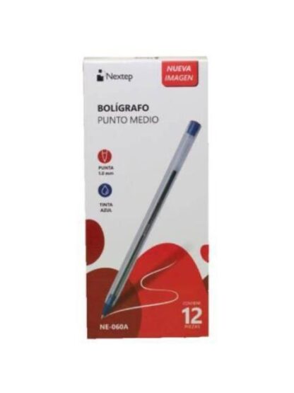 BOLIGRAFO NEXTEP NE060A 1000 0.0 COLOR AZUL 1MM C-12 BARRIL TRASPARENTE CONTENIDO POR MASTER 120 PIEZAS