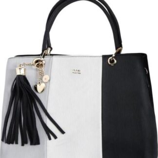 BOLSA SATCHEL CON BLOQUES DE COLOR NEGRO VI LINE