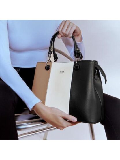 BOLSA SATCHEL CON BLOQUES DE COLOR NEGRO VI LINE - Image 2