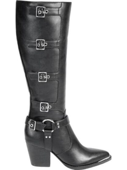 BOTA ALTA CON HEBILLAS TACON MEDIO NEGRO TIERRA BENDITA DELUXE